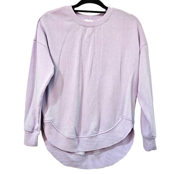 Pink Rose Tops - Pink Rose Crewneck Hi-Low Hem Sweatshirt